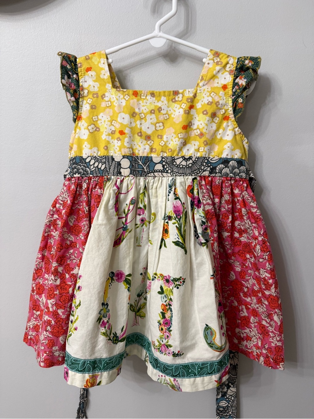 Matilda Jane Mixed-Print Patchwork Dress in Yellow, Pink & Cream